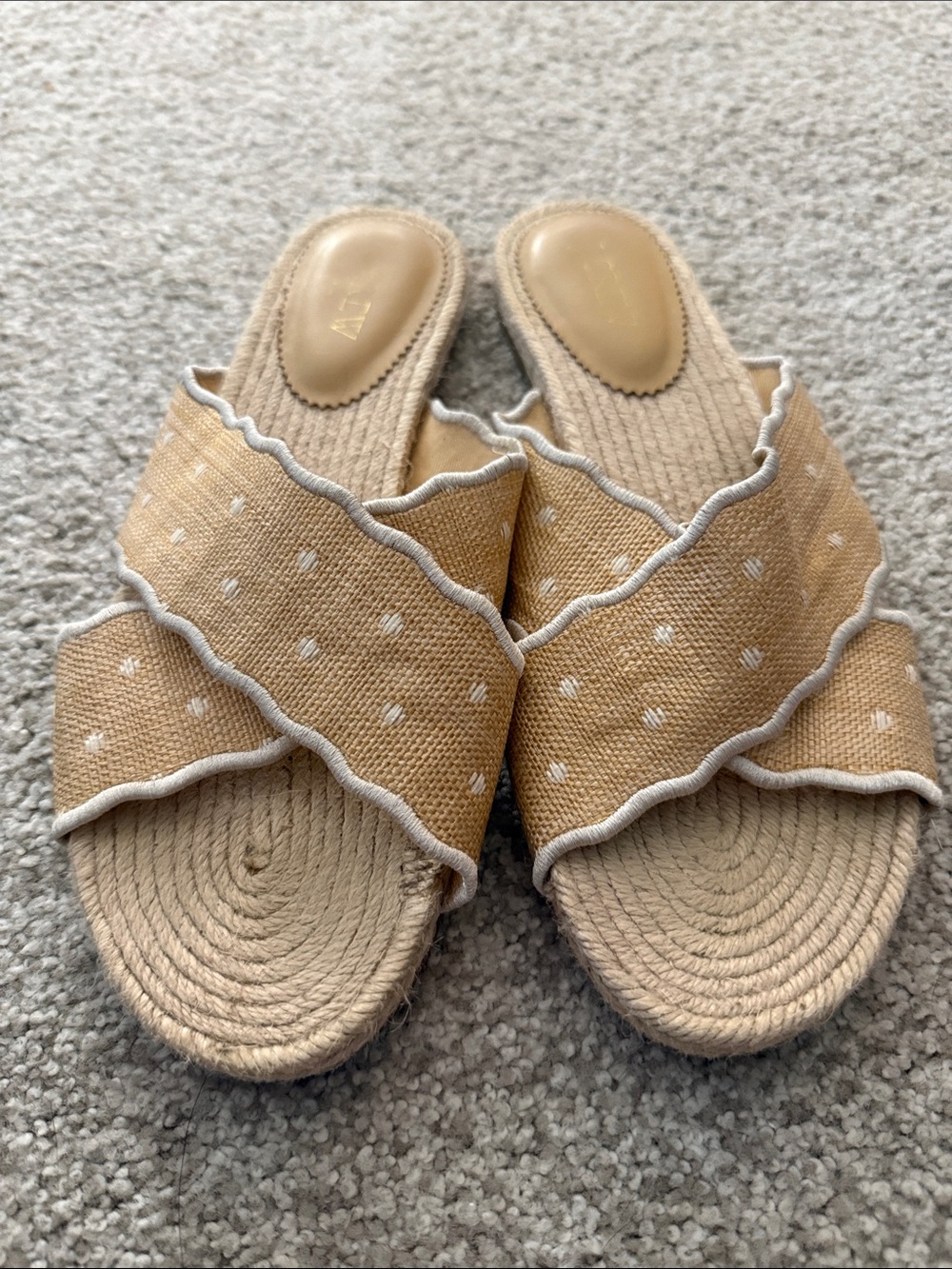 J. CREW Women’s Slide Sandals - Beige Polka Dot Crossband